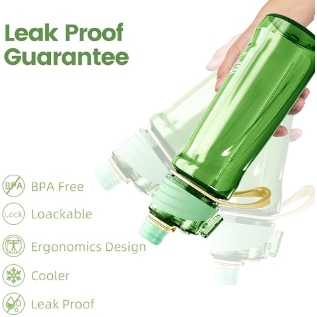 Healter 950ml Spray Water Bottles for Kids Water Bottle with Spray Mist Leakproof Misting Drinking Bottle for Cycling Hiking Climbing Outdoor Sport Hydration Cooling(Green)