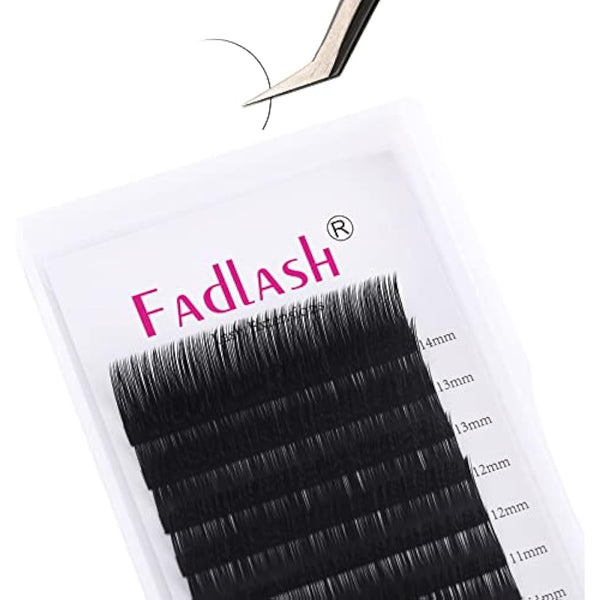 Fadlash Individual Classic Eyelash Extension 0.07mm C Curl 8-14mm Mixed Tray 1:1 Matte Black Professional Classic Individual Lashes