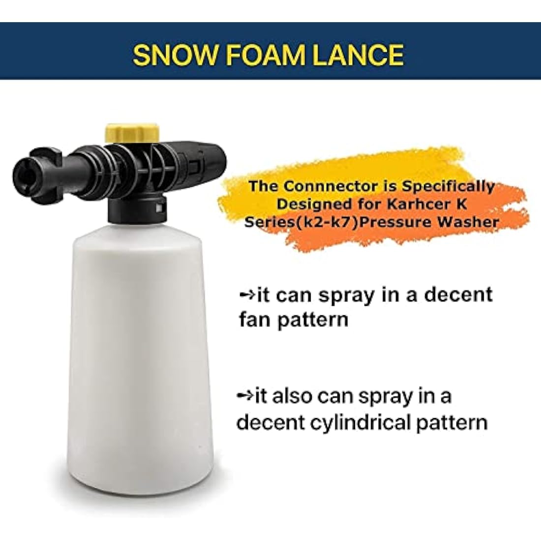 High Pressure Jet Bottle Snow Foam Lance Cannon Washer for Karcher K2 K3 K4 K5 K6 K7 Soap Generator Car Foamer Gun Adjustable Sprayer Nozzle 750ML