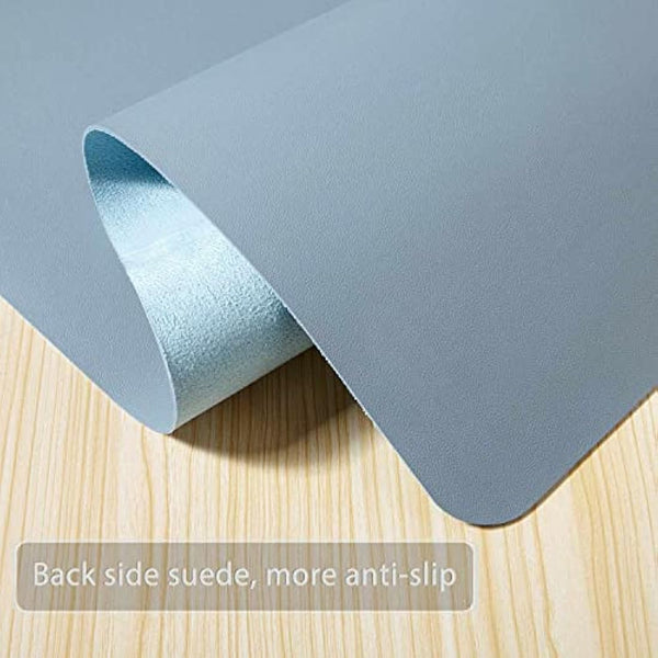 Desk Pad Large, DOBAOJIA 31.5" X 15.7" Multifunctional Laptop Desk Mat PU Leather Mouse Pad Desk Blotter Desk Writing Pad for Office/Home, PU Waterproof +Suede Non-Slip (Greyish Blue)