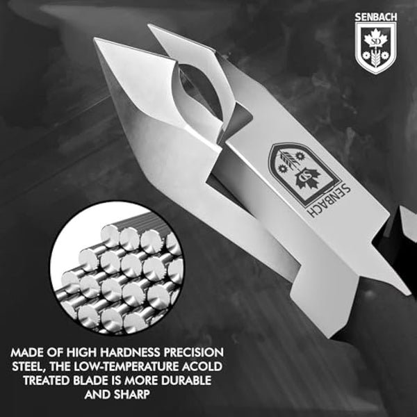 SENBACH Cuticle Trimmer with Pusher, Remover Nipper Professional Stainless Steel Cutter Clipper Durable Pedicure Manicure Tools for Fingernails and Toenails (Black) (1548)