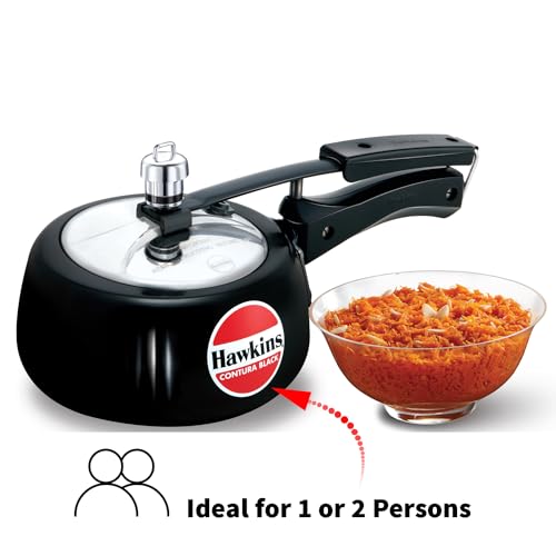 HAWKINS CB15 Hard Anodised Pressure Cooker, Aluminum, Contura Black, 1.5-Liter