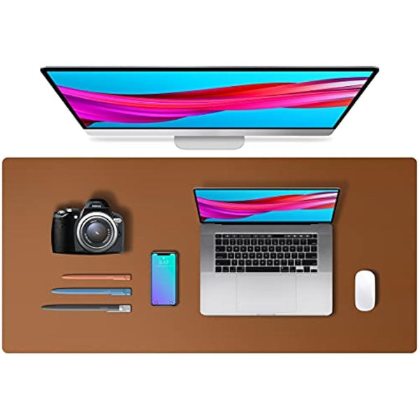 Aothia Desk Mat, PU Leather Desk Mat, Mouse Mat, Non-Slip Desk Protector, Waterproof Desk Writing Pad for Office and Home (91 cm x 43 cm, Brown)