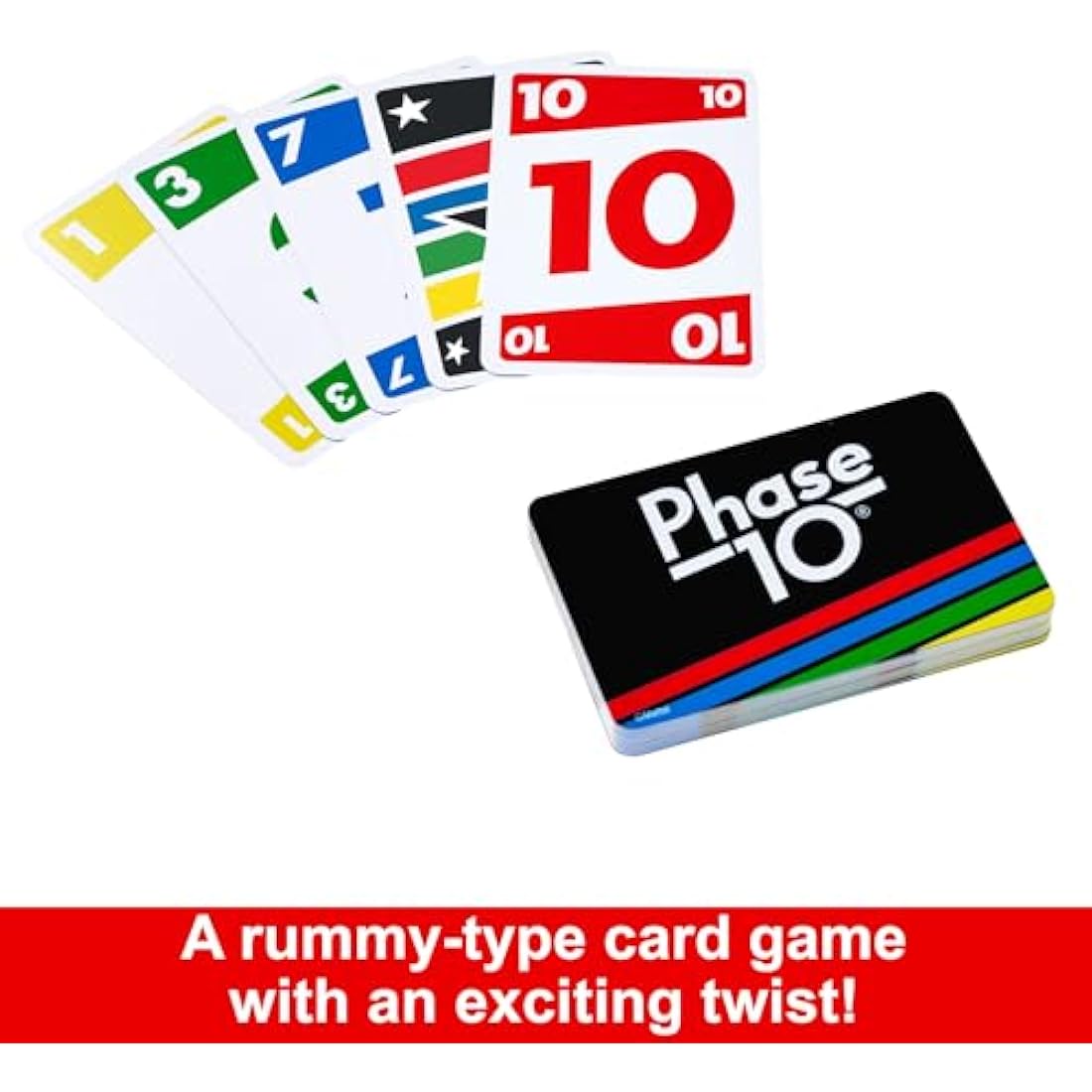 Mattel Games Phase 10 card game, sequences rummy-like card game, includes 110 cards, FFY05