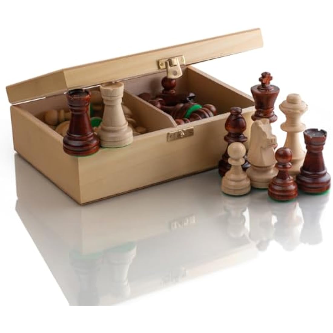 Classic STAUNTON Chess Set NO.5 in Natural Wood Box | Master of Chess Wooden Chess Set | Wooden Chess Pieces Only - Handmade Tournament Chess Set Without Chess Table