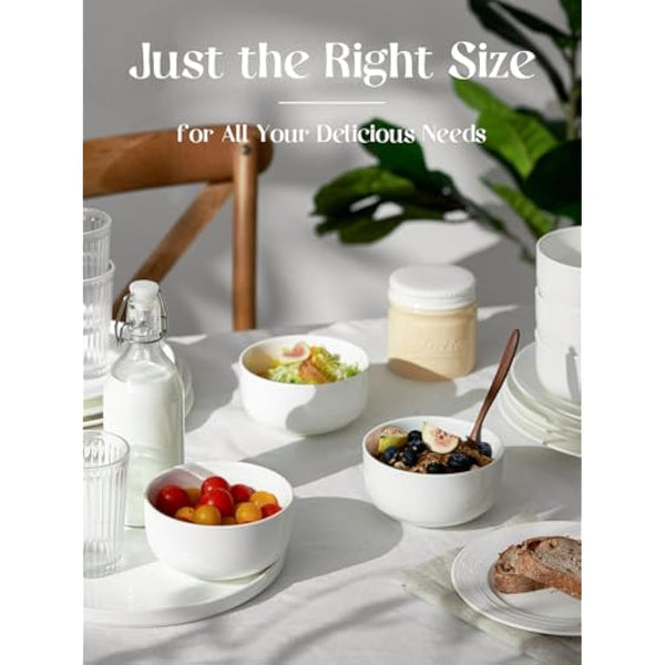 DOWAN Cereal Bowl, 650ml Ceramic Soup Bowls Set of 6 for Kitchen, Porcelain Bowls for Soup, Oatmeal, Rice, Ramen, Noodles, Fruit, Dishwasher Microwave Safe. Ø 13.3cm