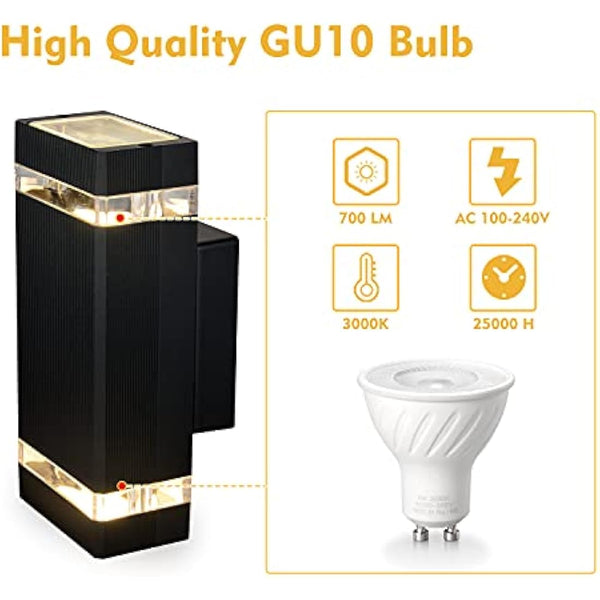 CELAVY Outdoor Wall Lights Mains Powered, Up Down Outside Wall Lights IP65 Waterproof, Porch Light Front Door Lamp Modern Aluminium GU10, External LED Lighting Sconce Wall Mounted for House, Grey