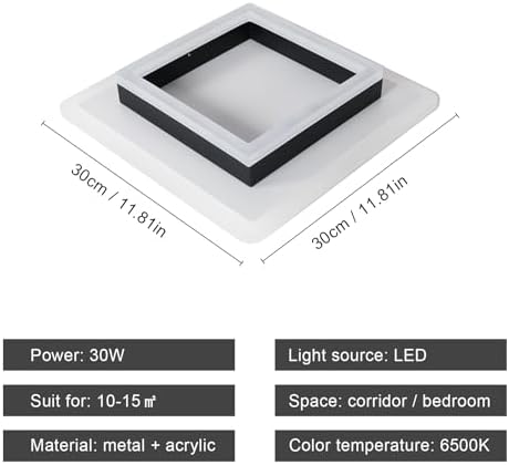 DELIPOP Square LED Ceiling Light, 30W 3375LM Modern LED Ceiling Lamp, Cold White 6500K LED Ceiling Lights for Bedroom Hallway Office Kitchen Living Room