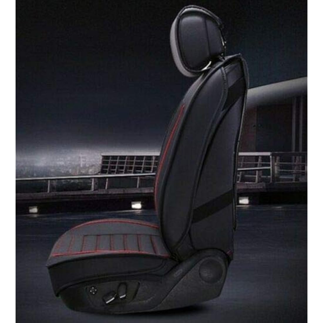 flexzon FULL SET Black Car Seat Covers Universal Deluxe Waterproof PU Leather Dog Pet Protectors Cushion Adjustable Removable Auto Seat Cushions Padded