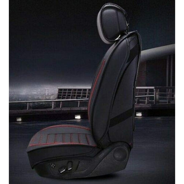 flexzon FULL SET Black Car Seat Covers Universal Deluxe Waterproof PU Leather Dog Pet Protectors Cushion Adjustable Removable Auto Seat Cushions Padded