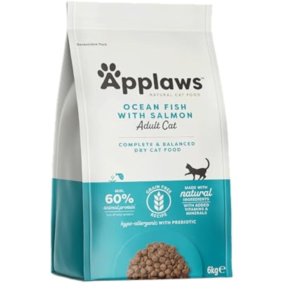Applaws Complete Natural and Grain Free Dry Adult Cat Food, Ocean Fish with Salmon, 6 kg Bag
