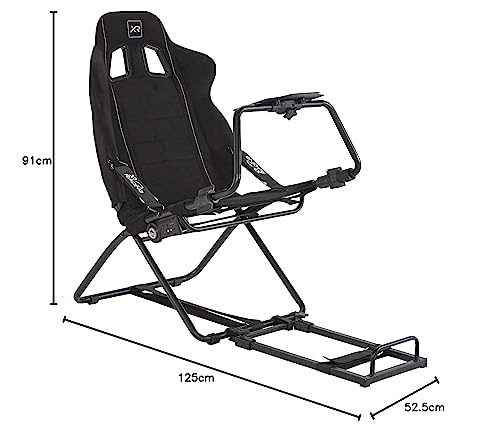 X-Rocker CHICANE Racing Sim Cockpit Racing Chair, Racing Rear Seat Frame for Steering Wheel Stands, Driving Simulation Chair with Adjustable Sliders and Adjustable Height for Racing Rig - BLACK