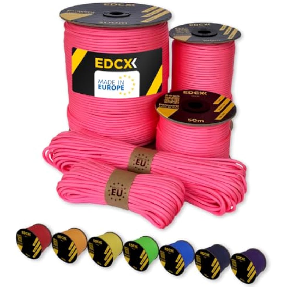 EdcX Paracord 4mm, 35+ Solid Colors (10m, 15m, 30m, 50m, 100m, 300m) | Ideal for Crafting, DIY, Camping, Survival, Outdoor | 100% Nylon Rope 4mm | Tactical Cord 550 Type III
