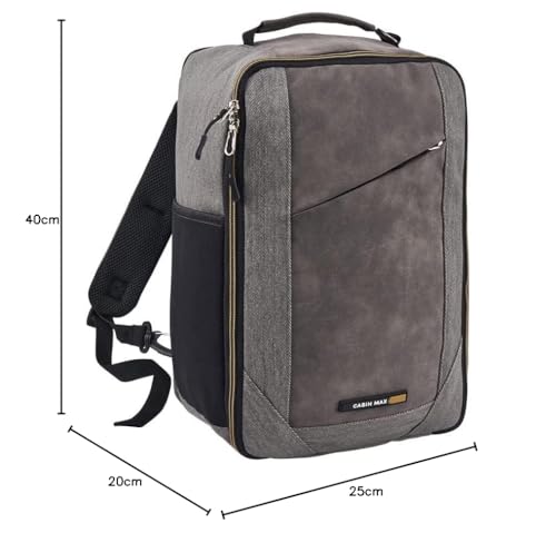 Cabin Max Manhattan 20L Underseat Backpack - 40x20x25 for Ryanair Cabin Bag with Padded Tech Pocket, Lockable Compartment & Versatile Straps - Stylish Travel Companion for Airlines