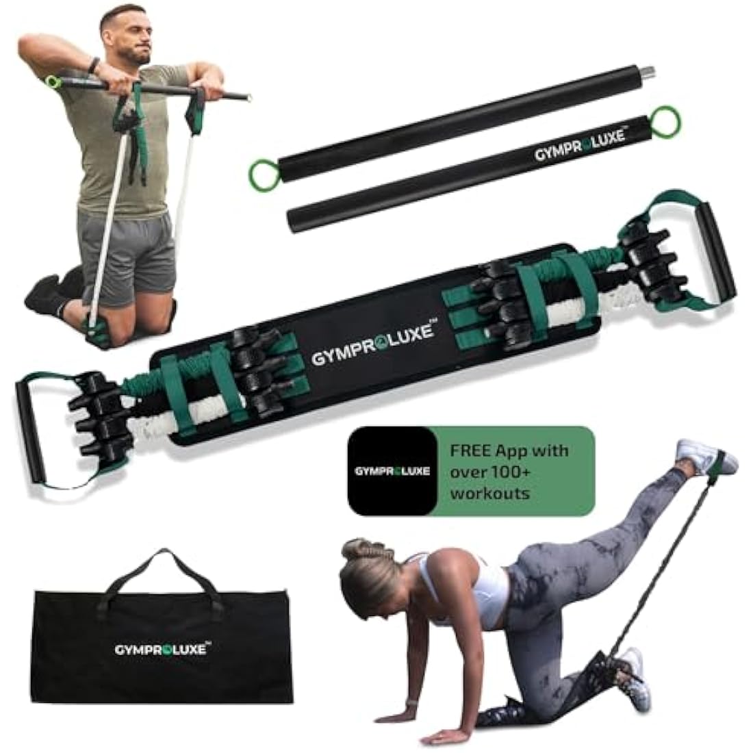 Gymproluxe Original Portable Gym - Resistance Exercise Band Set for Home Gym - 90KG Resistance Band Set for Men and Women - Multi Gym Fitness Equipment for Home Workout…