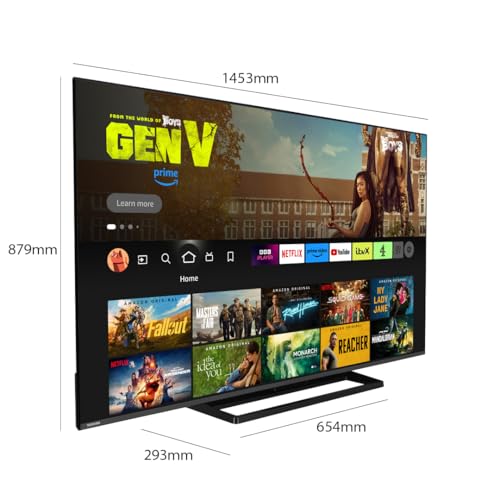 Toshiba UF3F 65 Inch Fire 4K HDR TV, TRU Picture Engine, HDR10, Dolby Vision & Atmos, Sound by Onkyo, DTS Virtual X, Alexa Voice Remote
