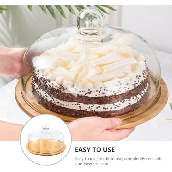 IMIKEYA Glass Cake Stand with Dome Lid Household Plate Pastry Plate Convenient Snack Tray Chocolate Cupcake Candy Display Dish for Birthday Wedding Party