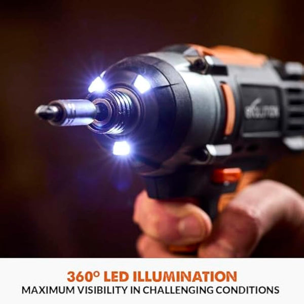 Evolution Power Tools R180IDR-Li Cordless Impact Driver 18v Li-Ion EXT Electric Screwdriver Drill, Variable Speed and LED Light, Compatible with Erbauer Cordless System - Battery Not Included