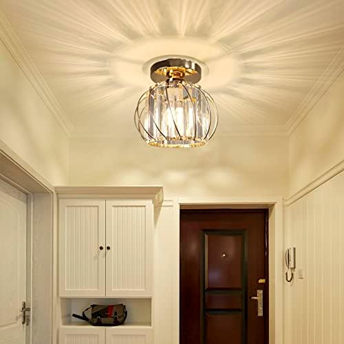 Hudi Fyier Chandelier Crystals Ceiling Lighting Fixtures, 2 Pack Semi Flush Mount Ceiling Light for Kitchen Hallway Dining Rooms Living Rooms Bar (Gold)