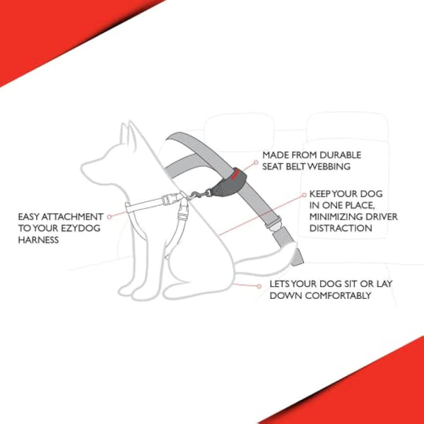 EZYDOG Dog Seat Belt | Car Restraint Harness, Safety Seat Belt for Trips, UK Universal, Rule 57 Compliant