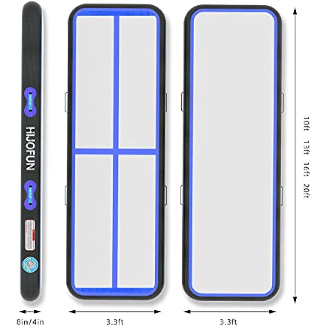 HIJOFUN Inflatable Gymnastics Mat 3m/4m/5m/6m with Practical Pump and 10/20cm Thick Aerobatic Tracks Inflatable Gymnastics Gymnastics Tumbling Yoga Taekwondo