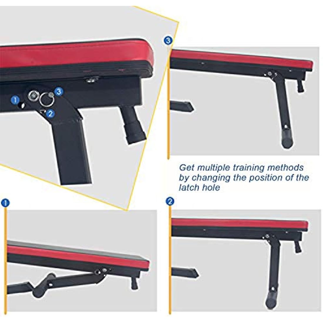 ISE Multifunction Weight Bench Fitness Weight Training Bench Set with 5 Levels Adjustable Shelf（91-110CM）and Dip Handles, Home/Gym Exercise Foldable, SY-544