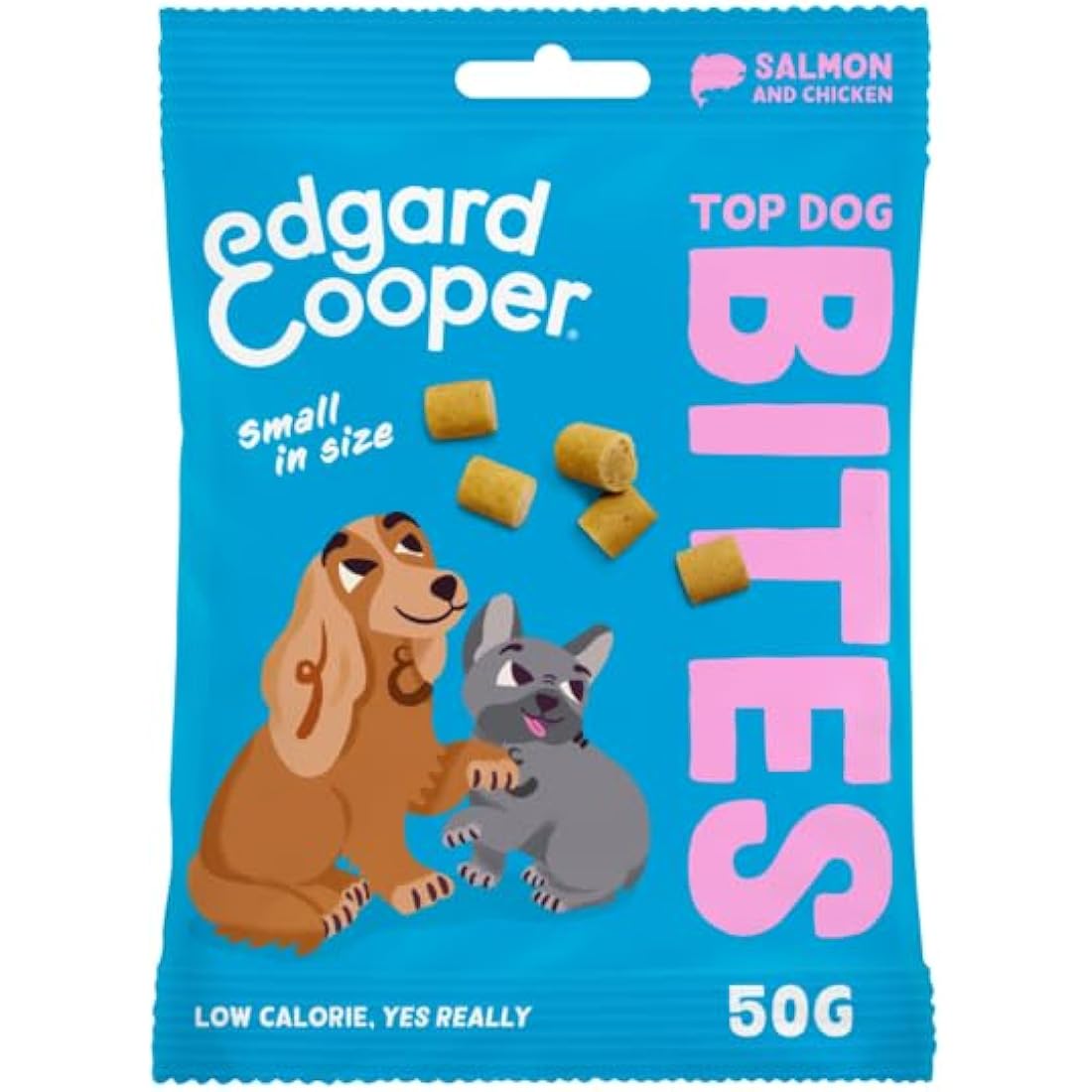 Edgard Cooper Natural Dog Treats - Salmon and Chicken Top Dog Bites (Small) - (15 x 50g bag), Grain Free, High in Protein & fresh meat, full of essential amino acids for healthy insides