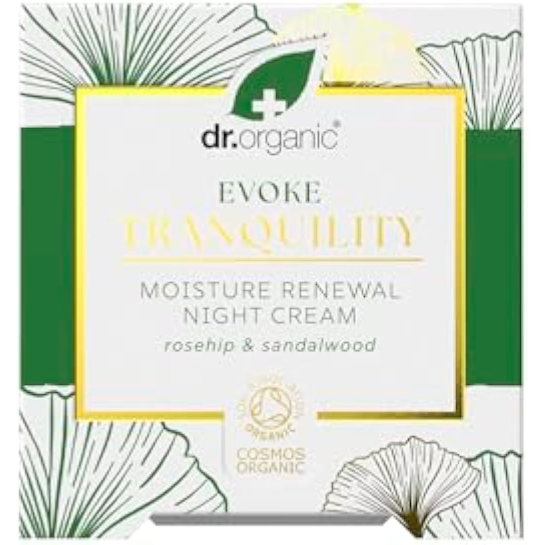 Dr Organic Evoke Tranquility Moisture Renewal Night Cream, Rich Moisturiser for Soft, Smooth Skin, with Rosehip & Sandalwood, Certified Organic, 50ml