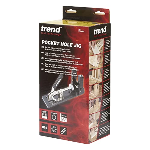 Trend Pocket Hole Jig Pro Kit with Pocket Hole Jig, Support Rods & End Stops, Face Clamp, HSS Drill Bit & Depth Collar, Square Drive Bits, 100 Screws & Storage Case, PH/JIG/AK , 12.7-38mm
