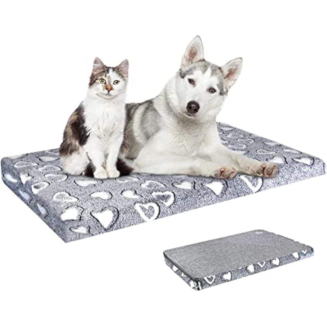 VANKEAN Dog Bed Mat Reversible(Warm & Soft), Stylish Pet Bed Mattress for Dog Crate, Water Proof Linings, Removable Machine Washable Cover, Pet Bed for Small to XX-Large Dogs, Light Grey