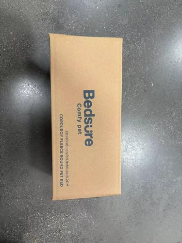 Bedsure Cat Bed for Indoor Cats - 51x51x15 cm Fluffy Cat Donut Bed with Corduroy Fleece & Anti Slip Bottom, Puppy Kitten Beds Washable with Removable Cover, Dark Grey