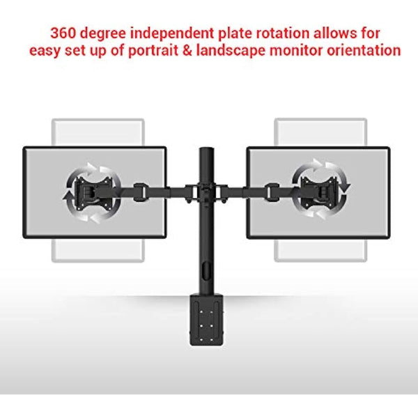 FLEXIMOUNTS D1D Full Motion Dual Arm Desk Monitor Mount Stand Fits 10"-27" LCD Computer Monitor,Clamp Mounting, 22 lbs Loading capacity