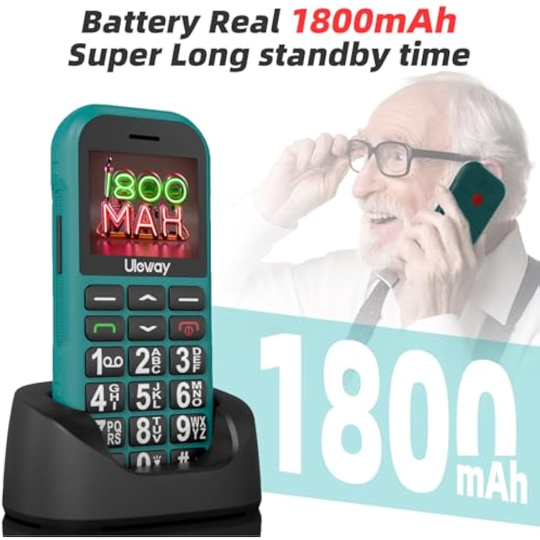 4G Big Button Mobile Phone for Elderly,USB-C Charging,1800mAh Long Standby, Easy to Use Basic Mobile Phone, SIM Free Unlocked Senior Mobile Phones With SOS Emergency Button Large Volume FM Radio