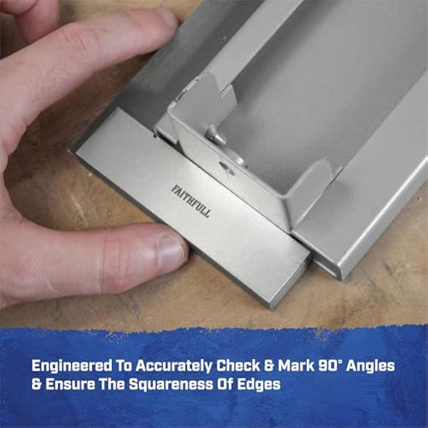 Faithfull Engineers Steel Try Square Set 4 Piece - 50,75,100,150mm (2in, 3in, 4in, 6in), Precision Ground, Hardened Steel Blade, Accurate Marking, Measuring & Layout Tools in Wooden Storage Case