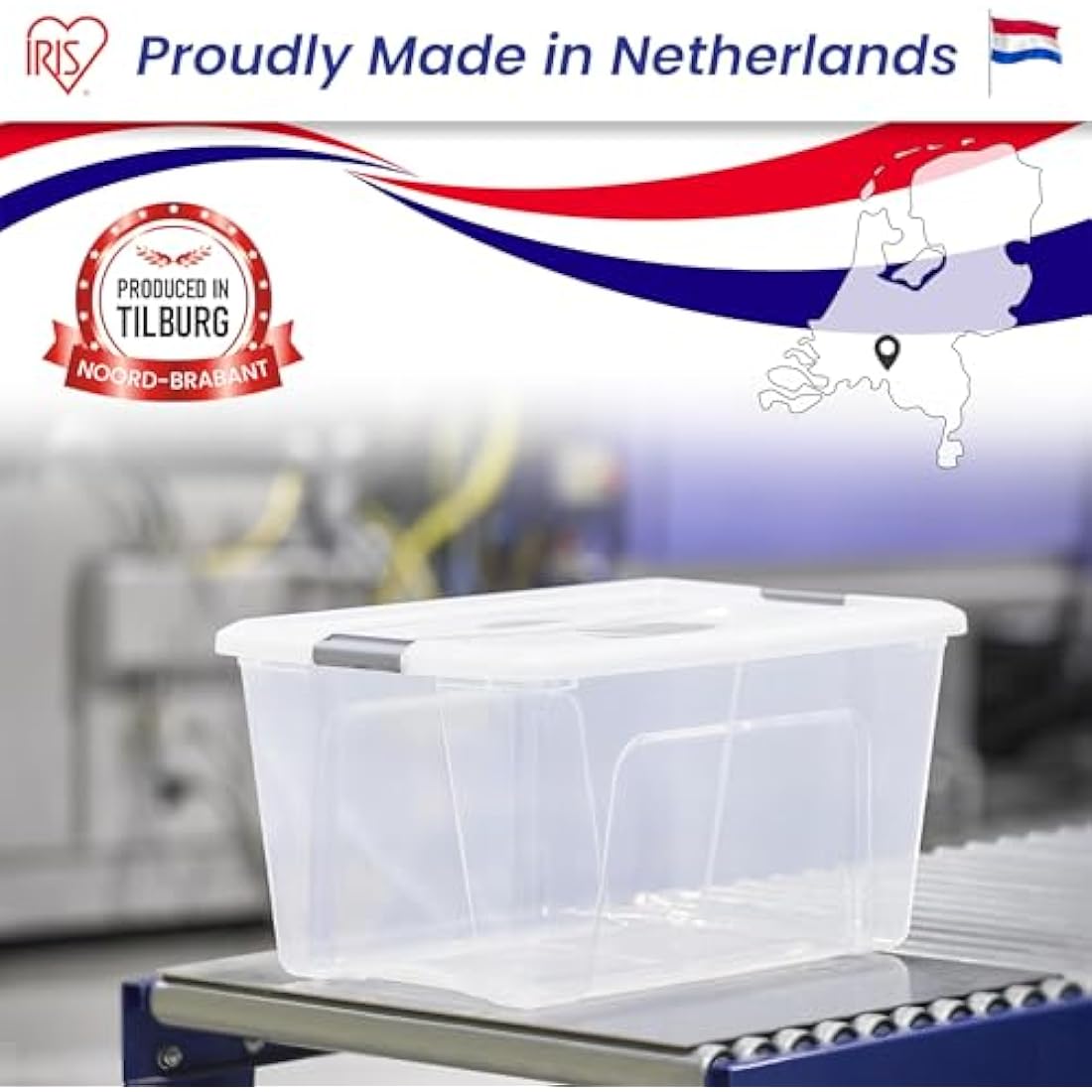 Iris Ohyama Plastic Storage Boxes with Lids, 15L, Set of 3, Clear, Latching Buckles with Handles, Stackable, Nesting, Strong & Durable, For Closet, Garage, Home, Office, Organising Tote Bins, TB-15