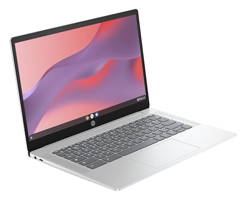 HP Chromebook 14" | Intel Processor N100 Processor| 4 GB RAM | 128 GB Flash Storage | Intel UHD Graphics | HD Display | Up to 12hrs battery | Chrome OS | Dual Speakers | Glacier Silver | 14a-nf0002sa