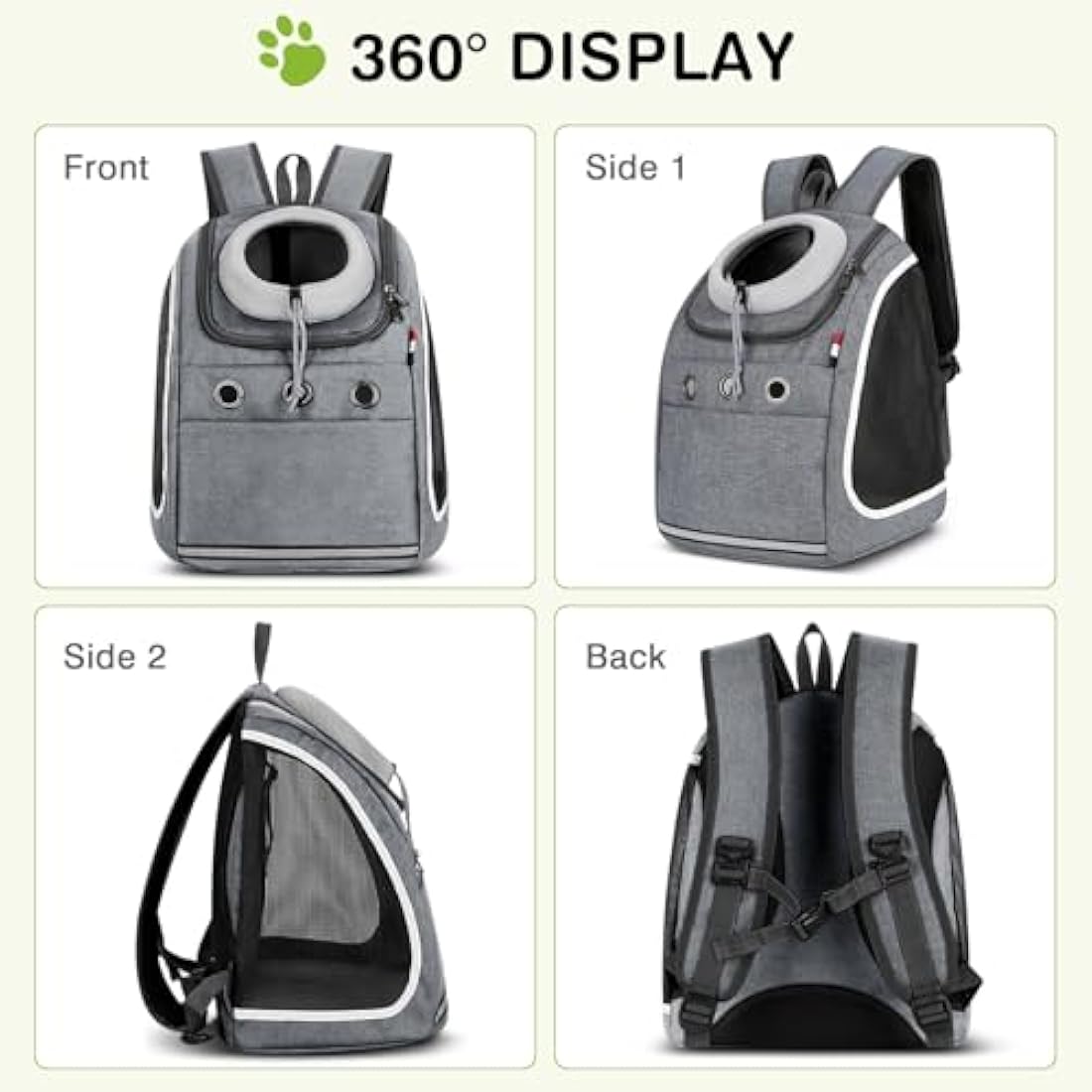 ALLSOPETS Dog Backpack Portable Cat Carrier Bag Travel Pet Backpack for Small Dog Cats Breathable Dog Rucksack Pet Carrying Bag for Travel Hiking Camping Outdoor (Dark Gray)