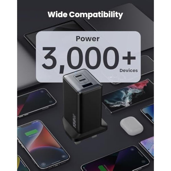 150W USB C Charger, 3-Port USB C Plug Fast Charger, GaN III Compact Wall Charger, 100W Laptop Charger for MacBook Pro/Air, Dell, iPad, iPhone 16 Pro/15, Galaxy S24, Pixel 9, Steam Deck,etc