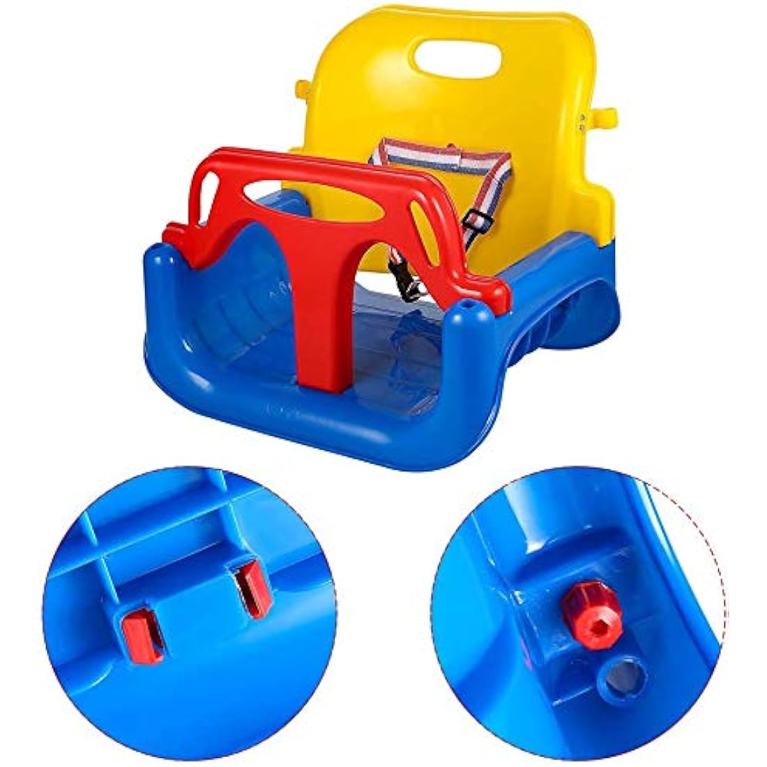 IFOYO 3-in-1 Swing Seat, Adjustable High-Back Secure Baby Swing Seat for Garden and Playgrounds Play, Detachable and Portable Toddler Swing with Safety Harness for Kids 6 months - 8 years (Blue)