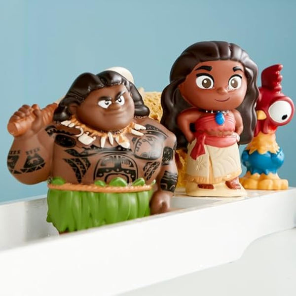 Disney Store Official Moana Bath Toy Set, 5 Pc. Set, Includes Moana, Maui, Pua, Hei-Hei, and Tamatoa, Moana Toys with Storage Bucket, Suitable for 6 Months+