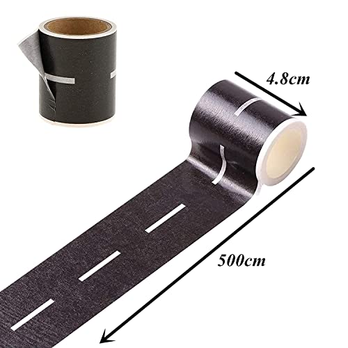 EPRHAY 3 Roll Black Road Tape For Train Cars, Long Race Car Toys Cars Traffic Vehicle Learning Resources, Decoration Mat Raod Table Children Toys Cars Track Remouvable 4.8cmx500cm (2inx16ft)