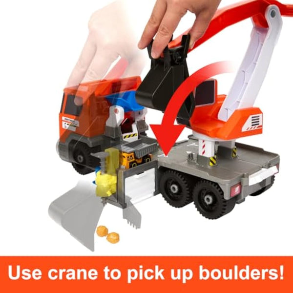 Matchbox Action Drivers Matchbox Transforming Excavator, Large-Scale Toy Truck & Playset with 1:64 Scale Vehicle & 4 Construction-Themed Accessories