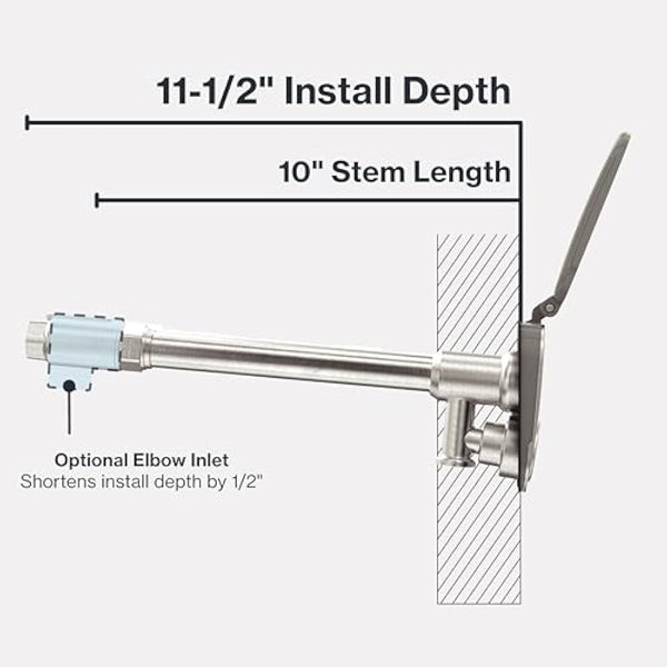 Aquor House Hydrant V2+ Frost Free Outdoor Garden Faucet with Quick Connect and Anti-Siphon, 10 inch, Slate Gray Polymer