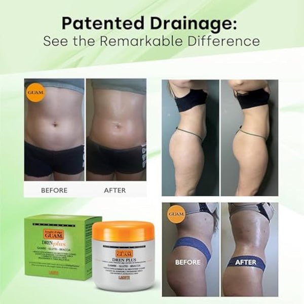 GUAM Cellulite Seaweed Mud Dren Plus for Legs, Buttocks & Arms - 500g Anticellulite Body Mask Target Fat Deposits, Swelling and Signs of Aging - Slimming, Skin Firming Antioxidant Cellulite Remover