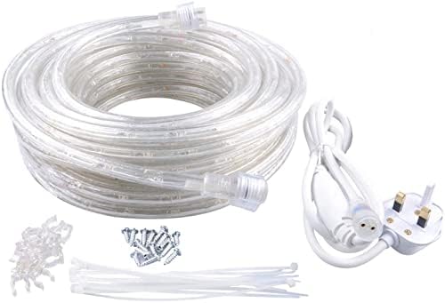 GUOTONG 52.5ft/16m Plugin Rope Lights, 576Warm White LEDs, 220V, 2 Wires, Waterproof, Connectable, Power Plug Built-in Fuse Design, Indoor/Outdoor Use, Ideal for Backyards, Decorative Lighting