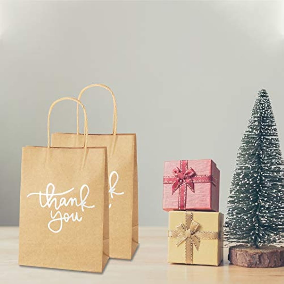 24 Pack Paper Party Bags,Kraft Paper Party Bags with Handles for Birthday,Business,Boutique,Wedding and Party Celebrations(Silver)