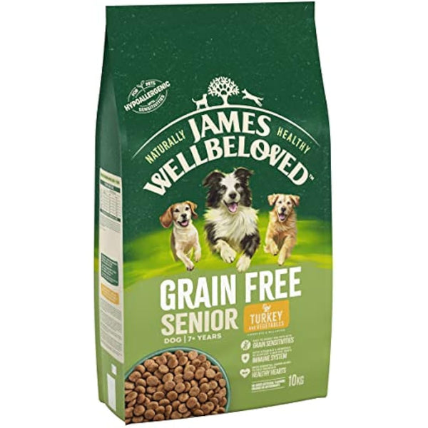James Wellbeloved Complete Dry Grain Free Senior Dog Food Turkey and Vegetable, 10 kg