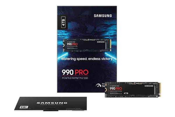 Samsung 990 PRO NVMe M.2 SSD, 2 TB, PCIe 4.0, 7,450 MB/s read, 6,900 MB/s write, Internal SSD, For gaming and video editing, MZ-V9P2T0BW