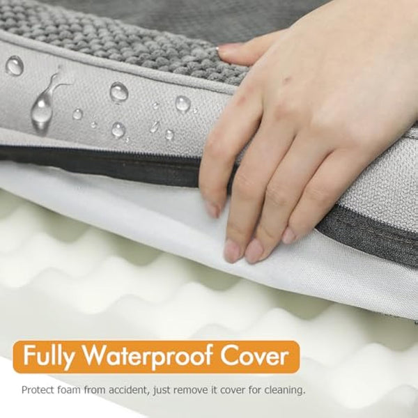 Nepfaivy Dog Bed Extra Large - Waterproof Orthopedic Dog Bed with Pillow Cushions, 111×80cm Soft Extra Large Sofa Bed with Removable and Washable Covers, Dark Grey