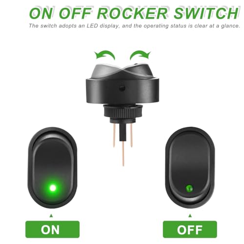 DAOKAI LED Lighted Rocker Switch 12V 30A SPST 3 Pin ON Off Toggle Switch Illuminated Red Lighted Oval Shaped Switch for Automotive Truck RV Boats - 5pcs